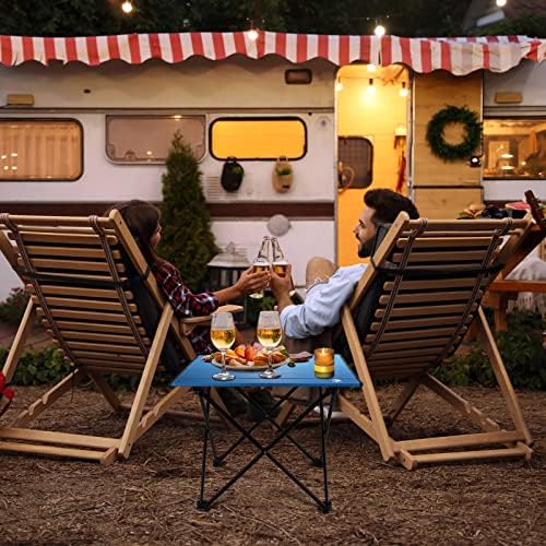 VILLEY Portable Camping Side Table, Ultralight Aluminum Folding Beach Table with Carry Bag for Outdoor Cooking, Picnic, Camp, Boat, Travel