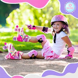 SULIFEEL Rainbow Unicorn 4 Size Adjustable Light up Roller Skates for Girls Boys for Kids