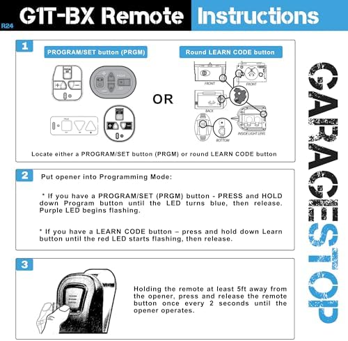 Garage Stop 2X for G1T-BX, 38501R Genie Intellicode Garage Door Remote, 1-Button Genie Garage Door Opener Remote Replacement, Auto-Seek Dual Frequency (315/390 MHz)