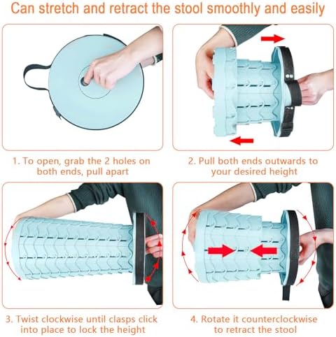 Boreeman Upgraded Folding Stool Lightweight Yet More Sturdy with Load Capacity 400lbs Portable Collapsible Stool for Camping Fishing Hiking BBQ (Ice Cream)