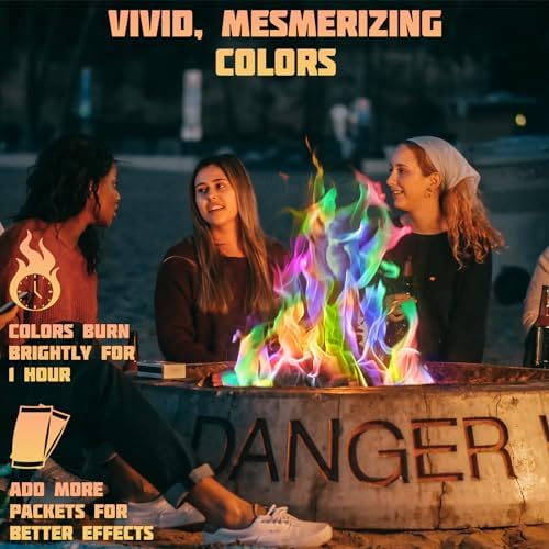 HGD (25 Pack) Magic Campfire Fire Color Changing Packets for Fire Pit, Indoor/Outdoor Fireplace, Bonfire - Rainbow Magical Flame, Camping Accessory, Compatible with Wood