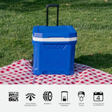Igloo Cooler with Wheels, Profile II 28 Qt Hard Sided Ice Chest - Portable Insulated Container with Leak-Proof Design for Outdoor Use