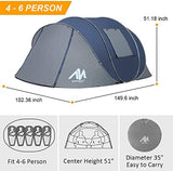 6 Person Easy Pop Up Tents for Camping - AYAMAYA Double Layer Waterproof Instant Tent with Vestibule & Porch, Large Size Family Tent Automatic Setup for 4-6 People Camping Hiking (Poles Included)