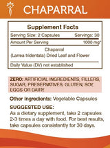 Secrets of the Tribe Chaparral 60 Capsules, 1000 mg, Chaparral (Larrea tridentata) Dried Leaf and Flower (60 Capsules)