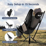 High Back Camping Chair - 600 LBS Capacity Oversized Camping Chair with Comfortable Backrest & Headrest, Quick Setup - Compact Folding Chair for Indoor/Outdoor Use - Black