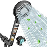 FEELSO Filtered Shower Head with Handheld, High Pressure 3 Spray Mode Showerhead with 15 Stage Water Softener Filters Beads for Hard Water - Remove Chlorine - Reduces Dry Itchy Skin, Matte Black