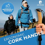 Collapsible Trekking Poles for Hiking I Carbon or Aluminum Hiking Poles Ultra Lightweight I Adjustable Trekking Poles for Women and Men with Cork Grip