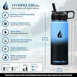 HYDRO CELL Stainless Steel Insulated Water Bottle with Straw - For Cold & Hot Drinks - Metal Vacuum Flask with Screw Cap and Modern Leakproof Sport Thermos for Adults (Blue/Black 18oz)