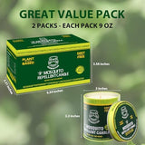 Mosquito Repellent Candles (2-Pack) - 9oz Citronella Candles Outdoor, DEET-Free Bug Control with 5 Essential Oils, 30-Hour Burn for Patio Backyard Camping Room