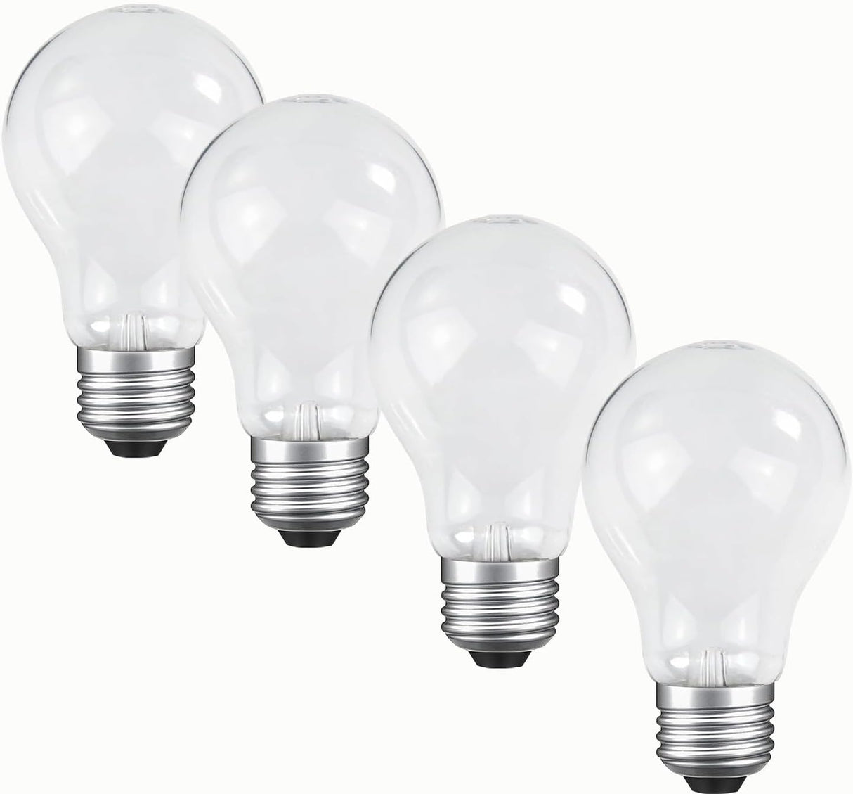 JUNFMLY 60 Watt Incandescent Light Bulbs, A19 Frosted Rough Service Light Bulb, E26 Medium Base, Soft White 2700K, Dimmable, 110-130V (4 Pack)