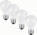 JUNFMLY 60 Watt Incandescent Light Bulbs, A19 Frosted Rough Service Light Bulb, E26 Medium Base, Soft White 2700K, Dimmable, 110-130V (4 Pack)