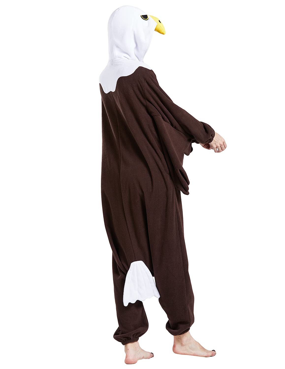 Bald Eagle Onesie Costume Adult Halloween Christmas Animal Cosplay One Piece Pajamas for Men Women Small