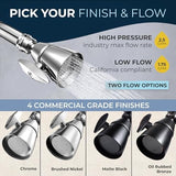 HammerHead Showers® ALL METAL 2 Inch High Pressure Shower Heads - CHROME – California Compliant 1.75 GPM Low Flow Rate - High Flow Shower Head with ADJUSTABLE SPRAY PATTERN - Fixed Shower Head