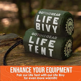 Go Time Gear Survival Life Tent • 2 Person Mylar Emergency Shelter Tube Tent + Paracord • All-Weather Protection for Camping, Hiking, & Survival Kits • Includes Emergency Whistle