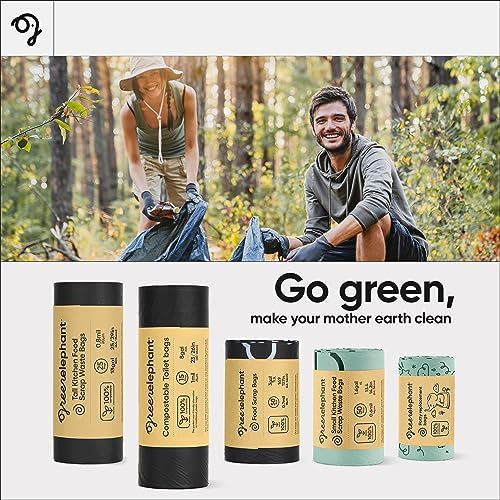 Green Elephant Portable Camping Toilet Bags – Compostable Potty Bags for Portable Toilet, Wag Bag Human Waste Kit, Fits 5-Gallon Buckets, Biodegradable Outdoor Waste Solution, 15 Count, 8 Gal