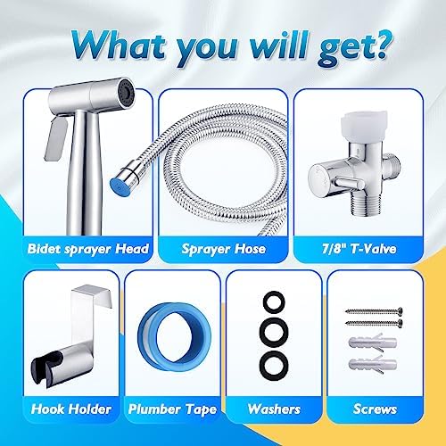 Handheld Bidet Sprayer for Toilet, BRITULIF Jet Sprayer for Toilet Muslim Shower Set, Adjustable Bidet Attachment Toilet Water Sprayer,Bidets for Existing Toilets Bidet Hose for Feminine Wash