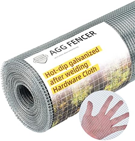 8inch x 25ft Hardware Cloth 1/4 inch Chicken Wire Fencing 23Ga, Hot Dipped Galvanized After Welding Garden Plant Supports Welded Metal Chicken Wire Fence, Poultry Animal Netting Cage Screen
