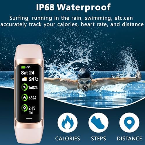 Fitness Tracker with 24/7 Heart Rate Sleep Blood Oxygen Monitor,IP68 Waterproof Smart Watch,1.10''AMOLED Touch Color Screen,Step Counter Health Activity Trackers for Women Men