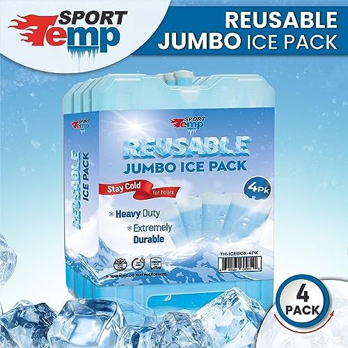 Reusable Jumbo Ice Pack - Long Lasting - Perfect for Keeping Food Or Beverages Cold, Coolers, Camping, Beach Coolers, Hiking & More, Clear Blue