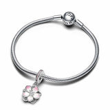 PANDORA Moments Cherry Blossom Dangle Charm - Sterling Silver Charm with Cubic Zirconia & Enamel - Jewelry for Women - Includes Gift Box