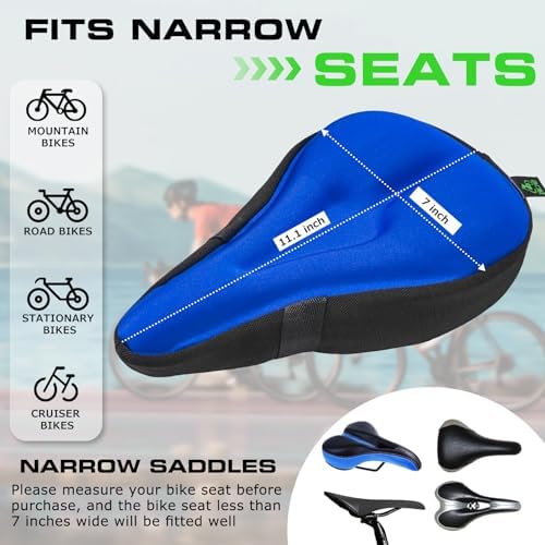Zacro Bike Seat Cushion - Gel Padded Bike Seat Cover for Men Women Comfort, Extra Soft Exercise Bicycle Seat Compatible with Peloton, Outdoor & Indoor Bike Saddles