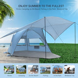 Elegear Beach Tent With 360 Removable Canopy, 4-6 Person Pop Up Sun Shade Shelter, UPF 50+ Automated Installation Double Silver Coating Portable Lightweight Cabana