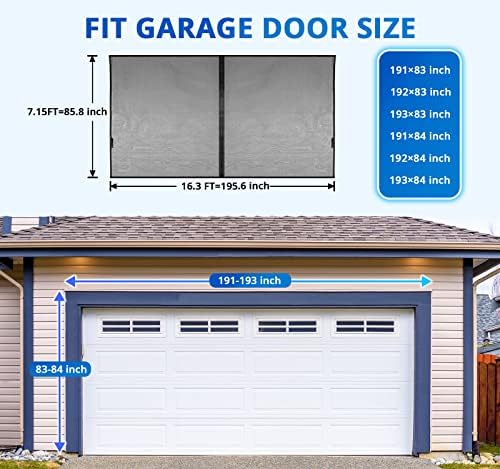 Garage Door Screen For 2 Car 16x7FT, Magnetic Screen Garage with Retractable Fiberglass Mesh and Heavy Duty Weighted Bottom, Easy Assembly & Pass, Hands Free Screen Door w/ 36 Magnets for Garage/Patio