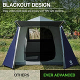 EVER ADVANCED 6 Person Blackout Camping Tent Instant Cabin Tents for Family with Rainfly, 60s Easy Setup, Water-Resistant Orange