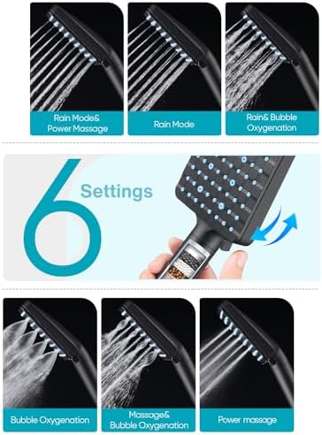 Cobbe Filtered Shower Head with Handheld, High Pressure 6 Spray Mode Showerhead with Filters, Water Softener Filters Beads for Hard Water - Remove Chlorine - Reduces Dry Itchy Skin, Matte Black
