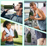 Insulated Water Bottle 32 oz - Cold-48h & Hot-24h Stainless Steel Vacuum Flask with Straw & Pop-up Chug Lid, Leak Proof 32oz Water Bottles, Wide Mouth Hydro Metal Thermal Cups for Gym Work