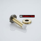 JQK Door Stopper Gold, 304 Stainless Steel Thicken 1mm Sound Dampening Door Stop Bumper Wall Protetor 4 Pack, Brushed Gold White Tip, DSB5-WG-P4