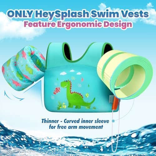 HeySplash Swim Vest for Kids, Toddler Pool Floaties Fit 20-50/70 Lbs, Children Swimming Vest with Adjustable Strap, Swim Jacket Water Wing Arm Float, Puddle Sea Beach Boat Jumper Boy Girl Baby