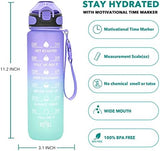 Enerbone 32 oz Drinking Water Bottle with Times to Drink and Straw, Motivational with Carrying Strap, Leakproof BPA & Toxic Free, Ensure You Drink Enough Water for Fitness Gym Outdoor