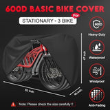 Bike Covers for 3 Bikes - 600D Waterproof & Heavy Duty, Large Bicycle Cover for eBike, Mountain, Road, Hybrid, Beach Cruiser, Scooter