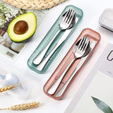 Yinkin 4 Pack Portable Travel Utensils Set with Case Reusable Stainless Steel Silverware Flatware Camping Cutlery Include Fork Spoon Knife for Work School Dishwasher Safe(White, Green, Red, Black)
