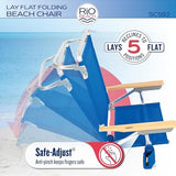 RIO beach Classic 5-Position Lay-Flat Folding Beach Chair, 30.8" x 24.75" x 29.5", Cool Blue Stripes, Pink/White/Beige/Black, 1 Count (Pack of 1)