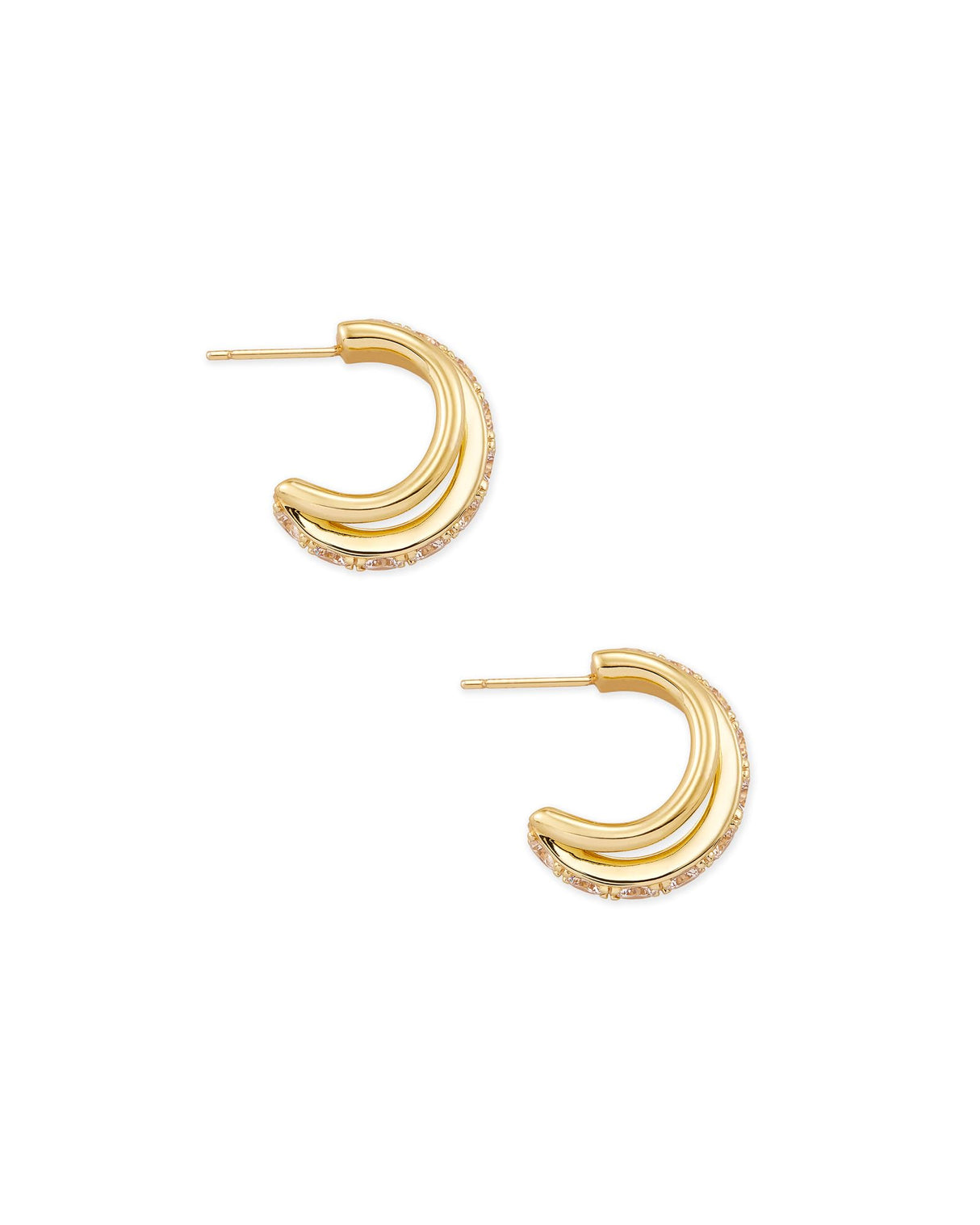 Kendra Scott Livy 14k Gold-Plated Huggie Earrings in White Crystal