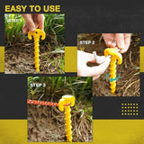 Fstop Labs 20 Pack Large 10 inch Outdoor Tent Stakes Heavy Duty Screw Style for Camping, Hiking, Ultimate Ground Stakes Ground Anchors Pegs