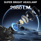 FARTIX Rechargeable LED Headlamp 2980 High Lumens, 12 Modes Zoomable Head Lamp, 95 Hours Long Battery Life & 125° Adjustable & IPX7 Waterproof Super Bright Head Light for Outdoor, Camping, Hard Hat