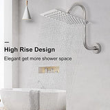 NearMoon S Shaped Shower Head Riser Pipe, Shower Extender Arm with Flange, Standard 1/2" Connection- Bathroom Accessory, 12 Inch (1 Pack, Brushed Nickel)
