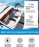 OCEANBROAD EVA Foam Boat Flooring with 3M Adhesive Backing Marine Self-Adhesive Decking 96''x45.6''/36''/28.8''/16.8'', 48''x16.8'' Faux Teak Sheet for Jon Boats Swim Platform Helm Pad RV Floor