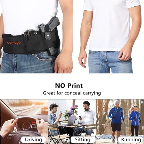 Belly Band Holster for Men Women - Gun Holster for Comfortable Carry Fits Glock, Smith Wesson, Taurus, Ruger, and More-Breathable Neoprene Waistband Holster for Most Pistols and Revolvers