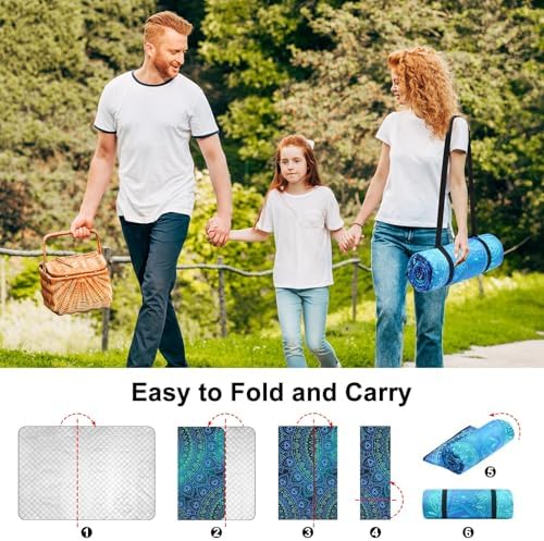 ICOSY Picnic Blankets Beach Blanket, Waterproof Outdoor Blanket Sandproof Picnic Camping Mat Camping Essentials 78" x 59"