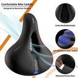 ROCKBROS Bike Seat Comfort Bike Saddle Mountain Bicycle Accessories for Men Women Soft Wide Bike Seat Cushion Dual Shock Absorbing with Reflective Strip