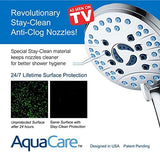 Hotel Spa AquaCare High Pressure 8-Mode Handheld Shower Head - Anti-clog Nozzles, Built-in Power Wash to Clean Tub, Extra Long 6 ft. Stainless Steel Hose, Wall & Overhead Brackets