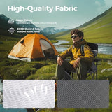 ALPHA CAMP Oversized Mesh Back Camping Folding Chair Heavy Duty Support 350 LBS Collapsible Steel Frame Quad Chair Padded Arm Chair with Cup Holder Portable for Outdoor (Black/Grey)