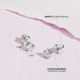 In Season Jewelry Solitaire Simulated Birthstone Kids Earrings - 925 Sterling Silver Hypoallergenic Earrings for Girls with Secure Screw Backs - Safe & Comfortable for Kids & Little Girls, Clear