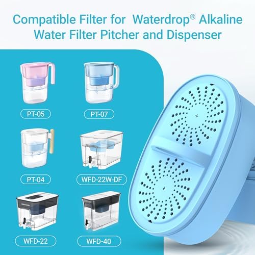Alkaline Water Filter Replacement for All Waterdrop Pitcher and Dispenser Filtration System, Fits Waterdrop WD-PF-AL, Reduces PFOA/PFOS, Chlorine, Last Up to 100 Gallons, 3 Packs, AQUA CREST