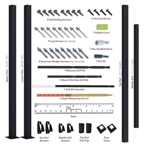 CHR Fence & Rail Hand Rails for Outdoor Steps, 2 Step Handrail & Indoor Stair Railing Kit, Railings for Outdoor Steps and Hand Rails for Seniors for Porch Railing & Deck Hand Rail, 1-2 Step Railing