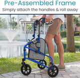 Vive Mobility 3 Wheel Walker - Three Wheeled Rollator for Seniors - Lightweight, Foldable, Narrow, Heavy Duty - for Elderly Men Women - Folding 3-Wheel Tri Scooter with Basket Bag (FSA HSA Approved)